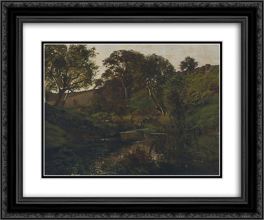 Evening, Merri Creek 24x20 Black Ornate Wood Framed Art Print Poster with Double Matting by Ashton, Julian