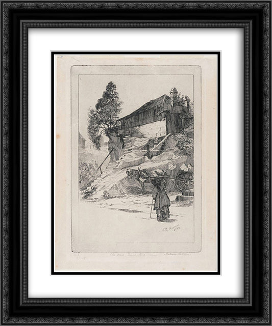 Old house, Trinity Lane, Sydney 20x24 Black Ornate Wood Framed Art Print Poster with Double Matting by Ashton, Julian