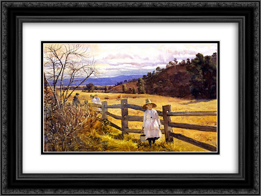 The Corner of the Paddock 24x18 Black Ornate Wood Framed Art Print Poster with Double Matting by Ashton, Julian