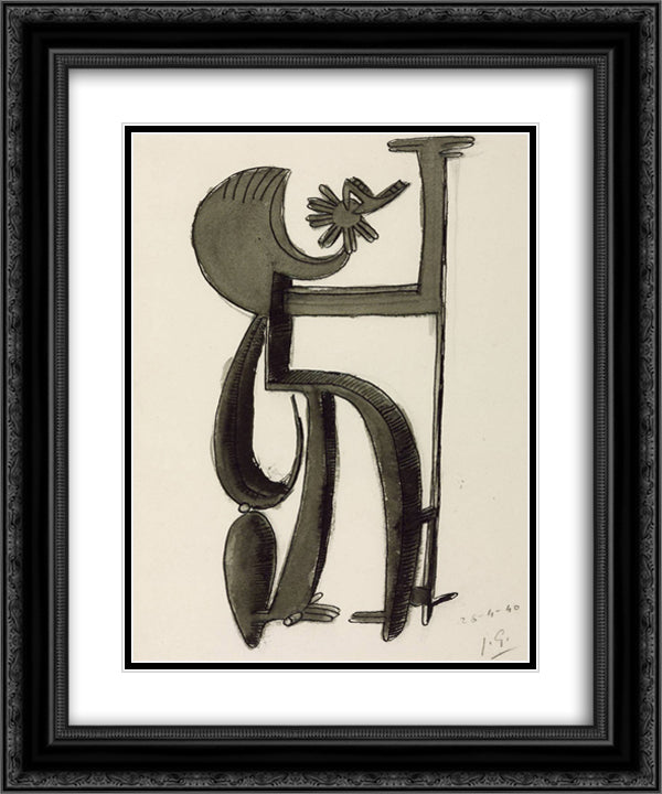 Architectural Figure No. 2 20x24 Black Ornate Wood Framed Art Print Poster with Double Matting by Gonzalez, Julio