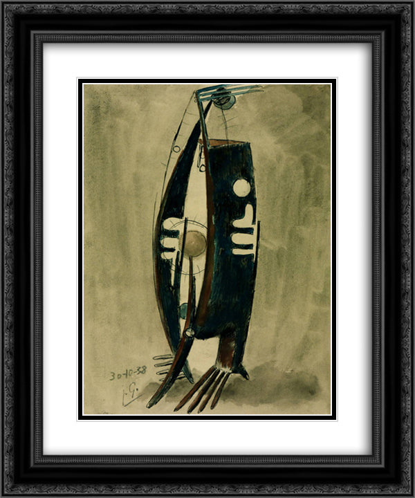 Figure with Balls 20x24 Black Ornate Wood Framed Art Print Poster with Double Matting by Gonzalez, Julio