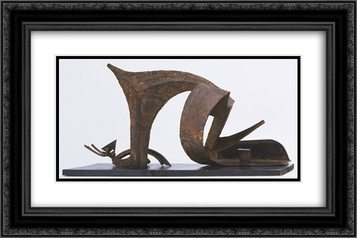 Reclining Figure 24x16 Black Ornate Wood Framed Art Print Poster with Double Matting by Gonzalez, Julio