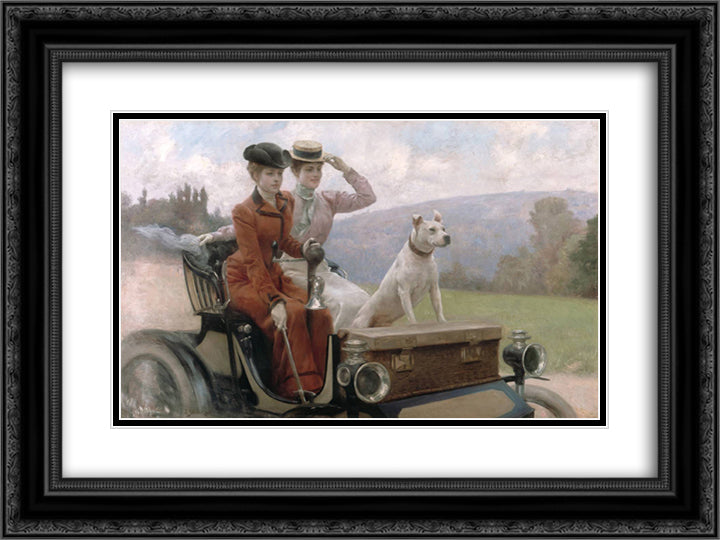 End of Summertime, the ride, form the cover of 'Soleil du dimanche', sunday 20th of October 1901 24x18 Black Ornate Wood Framed Art Print Poster with Double Matting by Stewart, Julius LeBlanc