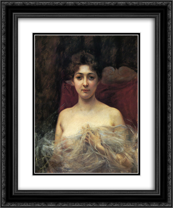 In the Boudoir 20x24 Black Ornate Wood Framed Art Print Poster with Double Matting by Stewart, Julius LeBlanc