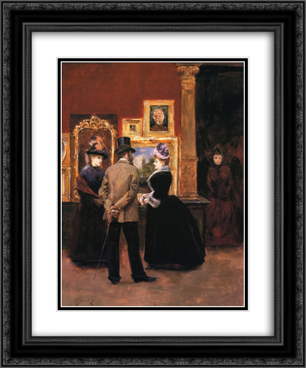 Ladies with a Gentleman in a Top Hat 20x24 Black Ornate Wood Framed Art Print Poster with Double Matting by Stewart, Julius LeBlanc