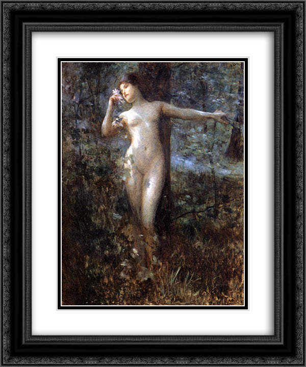 Nude in the Forest 20x24 Black Ornate Wood Framed Art Print Poster with Double Matting by Stewart, Julius LeBlanc