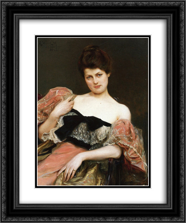 Portrait of a Lady 20x24 Black Ornate Wood Framed Art Print Poster with Double Matting by Stewart, Julius LeBlanc