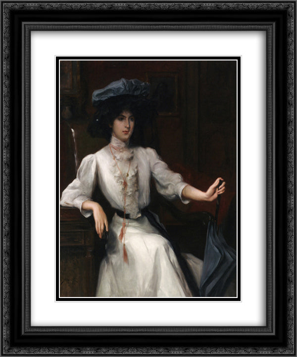 Portrait of a Woman 20x24 Black Ornate Wood Framed Art Print Poster with Double Matting by Stewart, Julius LeBlanc