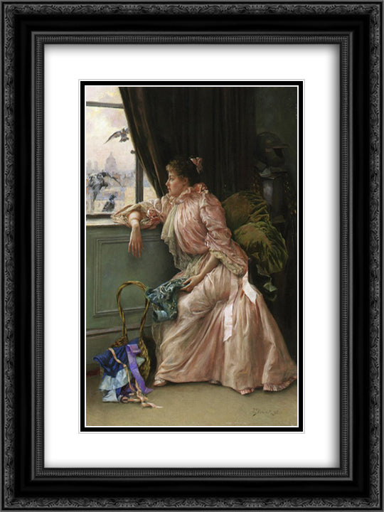 Room with a View 18x24 Black Ornate Wood Framed Art Print Poster with Double Matting by Stewart, Julius LeBlanc