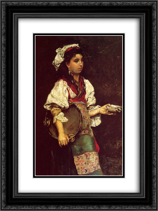 Spanish Girl 18x24 Black Ornate Wood Framed Art Print Poster with Double Matting by Stewart, Julius LeBlanc