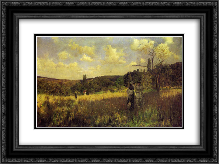Summer's Promenade 24x18 Black Ornate Wood Framed Art Print Poster with Double Matting by Stewart, Julius LeBlanc