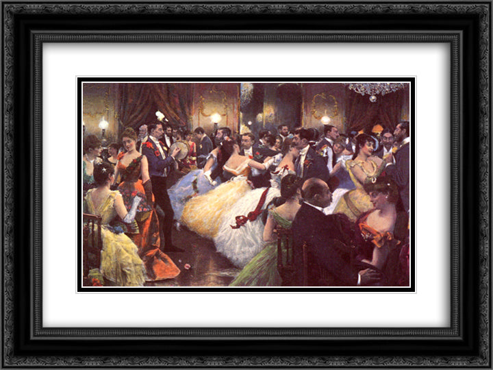 The Ball 24x18 Black Ornate Wood Framed Art Print Poster with Double Matting by Stewart, Julius LeBlanc