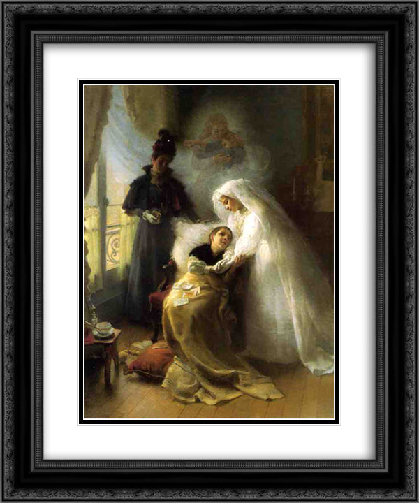 The Visit 20x24 Black Ornate Wood Framed Art Print Poster with Double Matting by Stewart, Julius LeBlanc