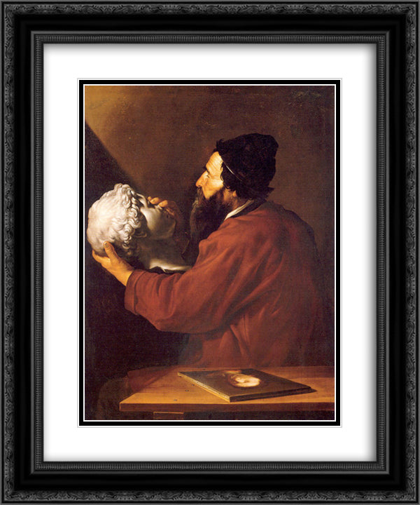 Allegory of Touch 20x24 Black Ornate Wood Framed Art Print Poster with Double Matting by Ribera, Jusepe de