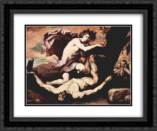 Apollo and Marsyas 24x20 Black Ornate Wood Framed Art Print Poster with Double Matting by Ribera, Jusepe de