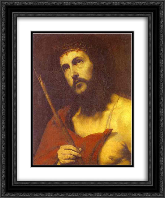 Christ in the Crown of Thorns 20x24 Black Ornate Wood Framed Art Print Poster with Double Matting by Ribera, Jusepe de