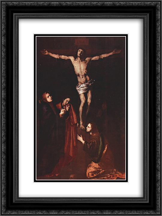 Crucifixion 18x24 Black Ornate Wood Framed Art Print Poster with Double Matting by Ribera, Jusepe de