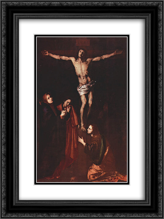 Crucifixion 18x24 Black Ornate Wood Framed Art Print Poster with Double Matting by Ribera, Jusepe de