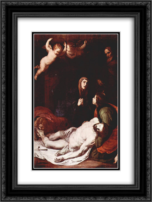 Descent from the Cross 18x24 Black Ornate Wood Framed Art Print Poster with Double Matting by Ribera, Jusepe de