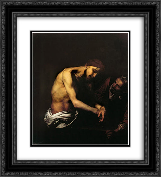 Flagellation of Christ 20x22 Black Ornate Wood Framed Art Print Poster with Double Matting by Ribera, Jusepe de