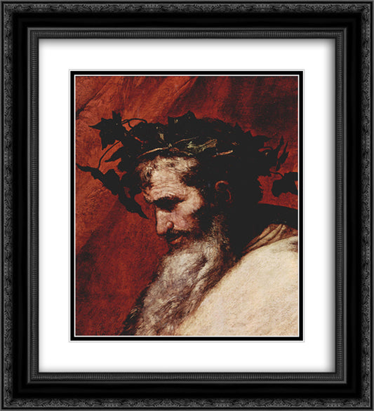 Head of an Old Man 20x22 Black Ornate Wood Framed Art Print Poster with Double Matting by Ribera, Jusepe de