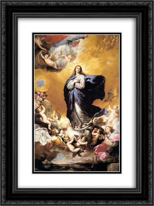 Immaculate Conception 18x24 Black Ornate Wood Framed Art Print Poster with Double Matting by Ribera, Jusepe de