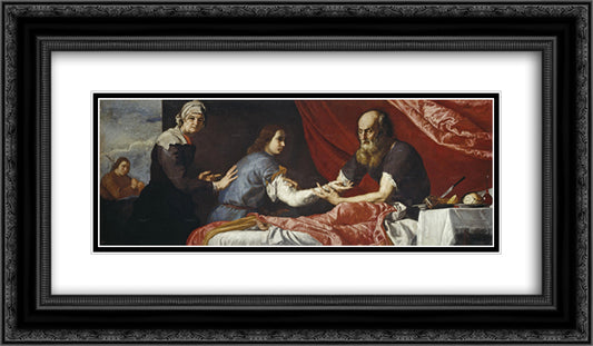 Isaac Blessing Jacob 24x14 Black Ornate Wood Framed Art Print Poster with Double Matting by Ribera, Jusepe de