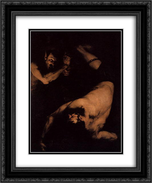 Ixion 20x24 Black Ornate Wood Framed Art Print Poster with Double Matting by Ribera, Jusepe de