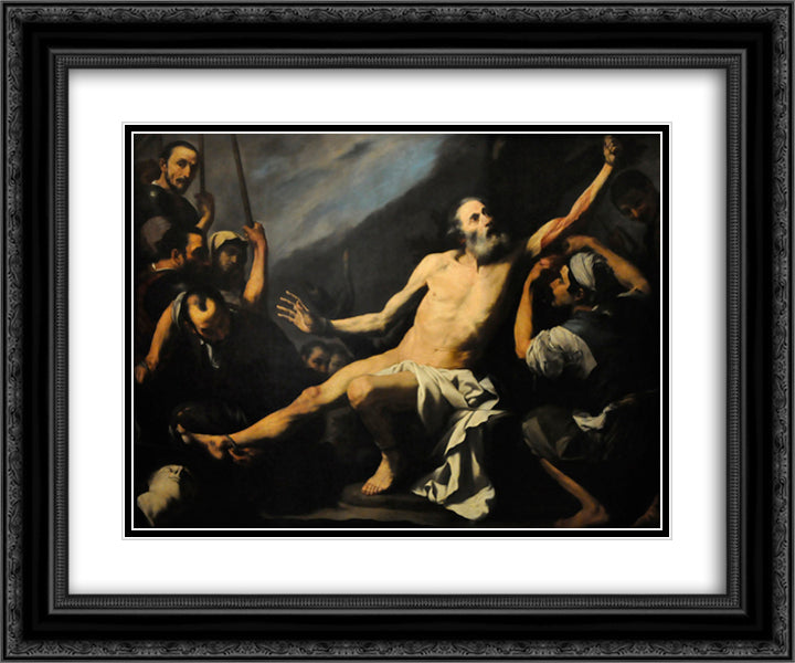 Martyrdom of St. Bartholomew 24x20 Black Ornate Wood Framed Art Print Poster with Double Matting by Ribera, Jusepe de