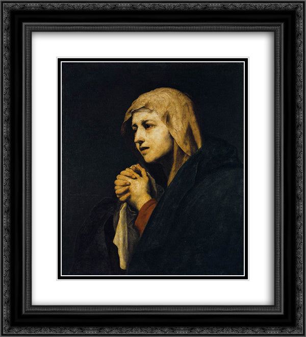 Mater Dolorosa 20x22 Black Ornate Wood Framed Art Print Poster with Double Matting by Ribera, Jusepe de