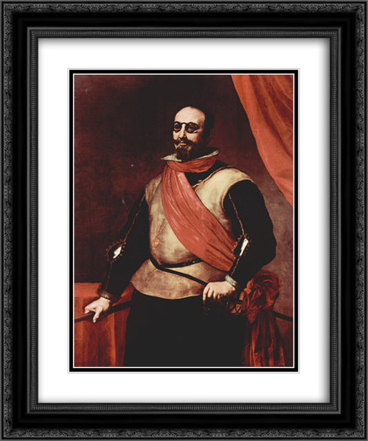 Portrait of a Knight of the Order of Santiago 20x24 Black Ornate Wood Framed Art Print Poster with Double Matting by Ribera, Jusepe de