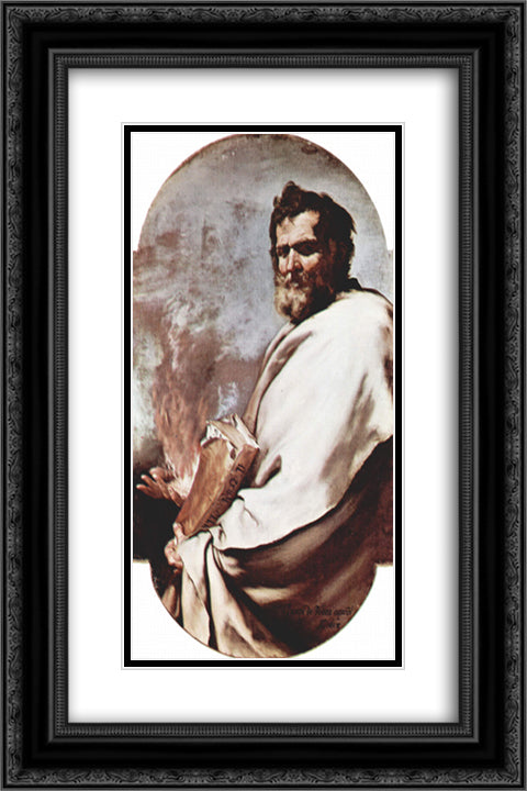 Saint Elias 16x24 Black Ornate Wood Framed Art Print Poster with Double Matting by Ribera, Jusepe de