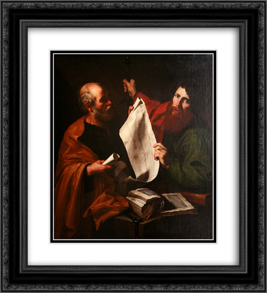 Saint Peter and Saint Paul 20x22 Black Ornate Wood Framed Art Print Poster with Double Matting by Ribera, Jusepe de