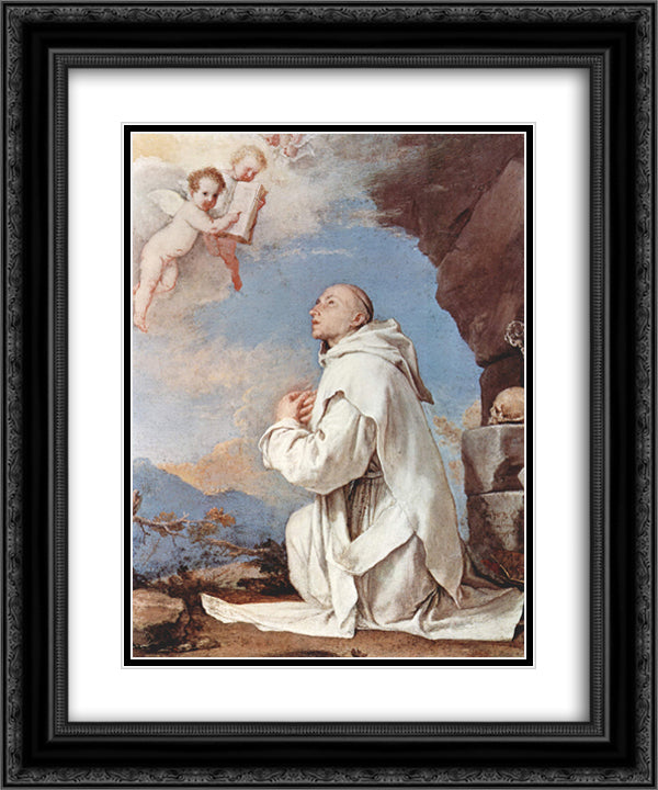 St. Bruno, the Carthusian 20x24 Black Ornate Wood Framed Art Print Poster with Double Matting by Ribera, Jusepe de