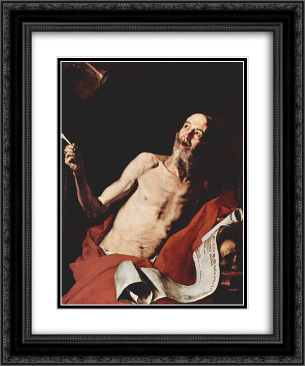 St. Jerome and the Trumpet of Doom 20x24 Black Ornate Wood Framed Art Print Poster with Double Matting by Ribera, Jusepe de