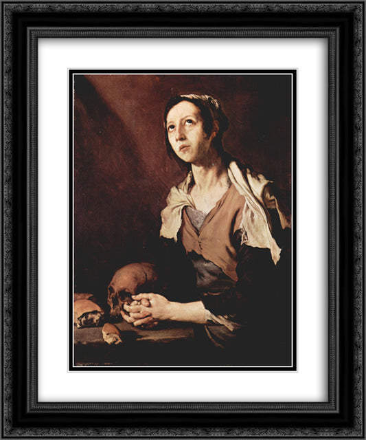 St. Mary of Egypt 20x24 Black Ornate Wood Framed Art Print Poster with Double Matting by Ribera, Jusepe de