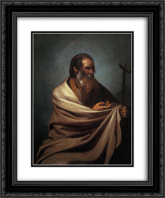 St. Philip 20x24 Black Ornate Wood Framed Art Print Poster with Double Matting by Ribera, Jusepe de