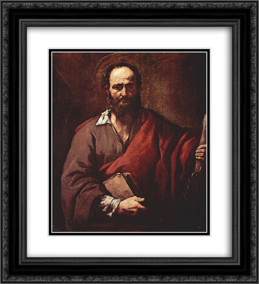 St. Simon 20x22 Black Ornate Wood Framed Art Print Poster with Double Matting by Ribera, Jusepe de