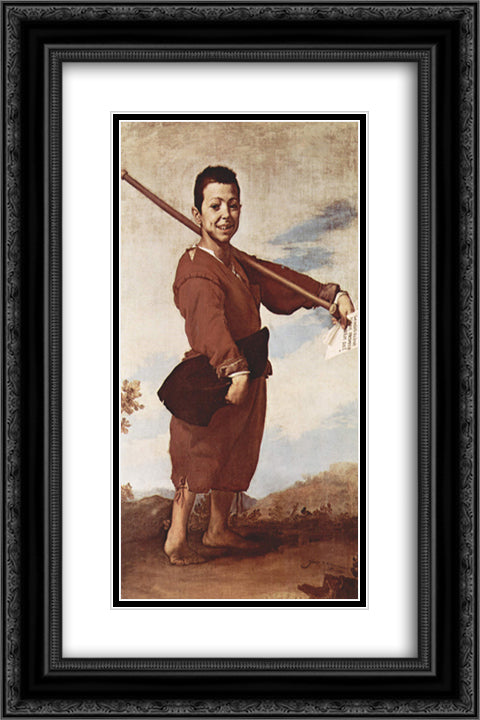 The Clubfooted boy 16x24 Black Ornate Wood Framed Art Print Poster with Double Matting by Ribera, Jusepe de