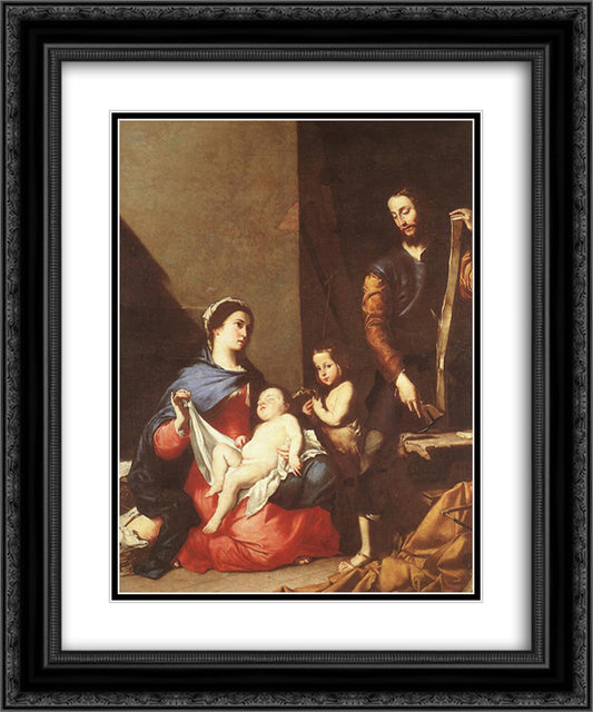 The Holy Family 20x24 Black Ornate Wood Framed Art Print Poster with Double Matting by Ribera, Jusepe de