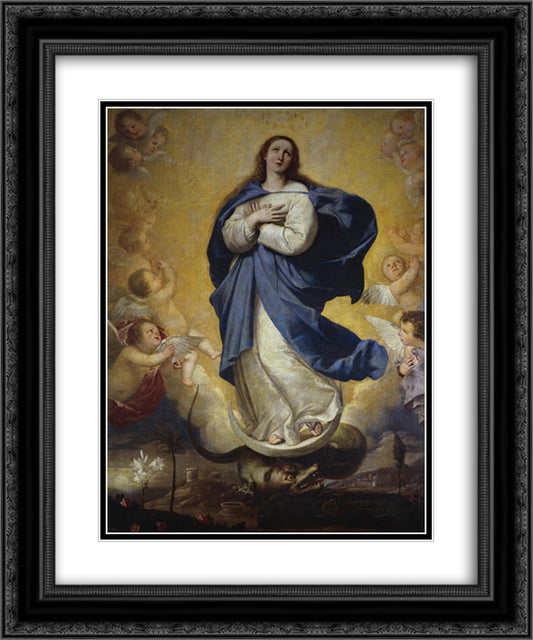 The Immaculate 20x24 Black Ornate Wood Framed Art Print Poster with Double Matting by Ribera, Jusepe de