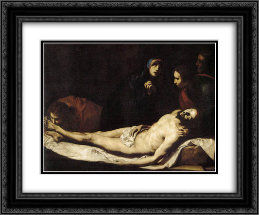 The Lamentation 24x20 Black Ornate Wood Framed Art Print Poster with Double Matting by Ribera, Jusepe de