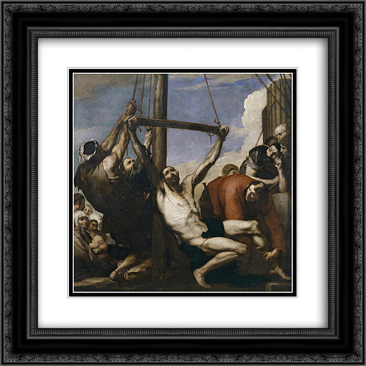 The Martyrdom of St. Philip 20x20 Black Ornate Wood Framed Art Print Poster with Double Matting by Ribera, Jusepe de