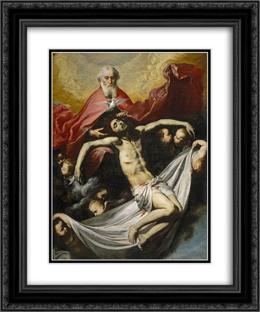 The Trinity 20x24 Black Ornate Wood Framed Art Print Poster with Double Matting by Ribera, Jusepe de