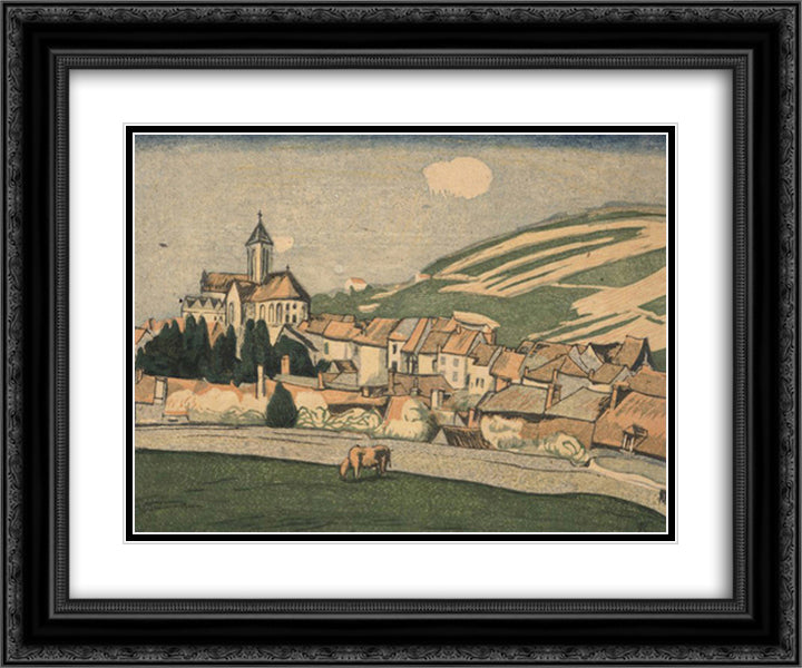 French Pastoral In Spring 24x20 Black Ornate Wood Framed Art Print Poster with Double Matting by Yamamoto, Kanae
