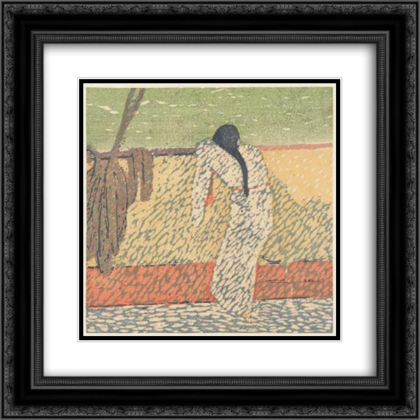 On the Deck 20x20 Black Ornate Wood Framed Art Print Poster with Double Matting by Yamamoto, Kanae