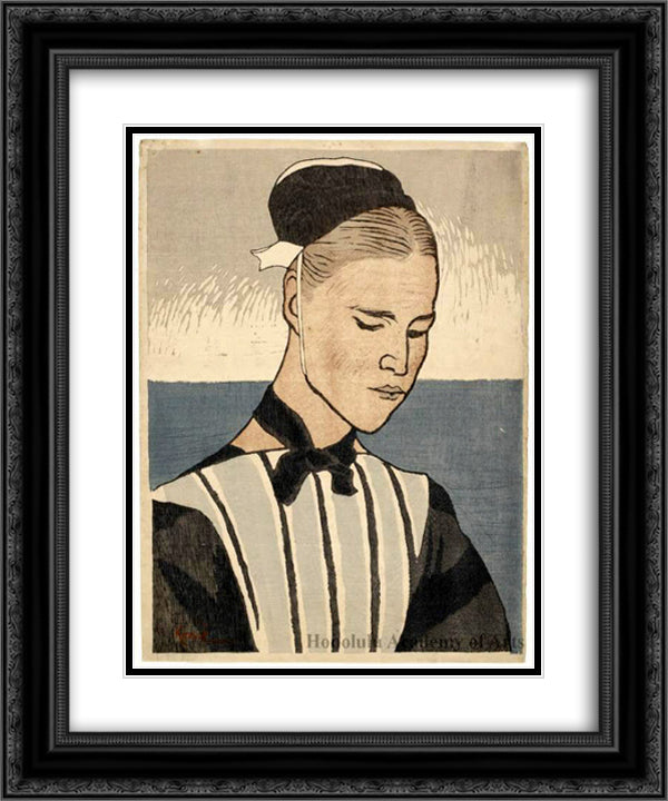 Woman of Brittany 20x24 Black Ornate Wood Framed Art Print Poster with Double Matting by Yamamoto, Kanae