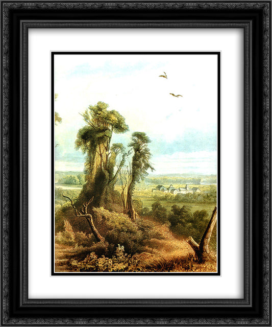 Along the Wabash [ Right ] 20x24 Black Ornate Wood Framed Art Print Poster with Double Matting by Bodmer, Karl