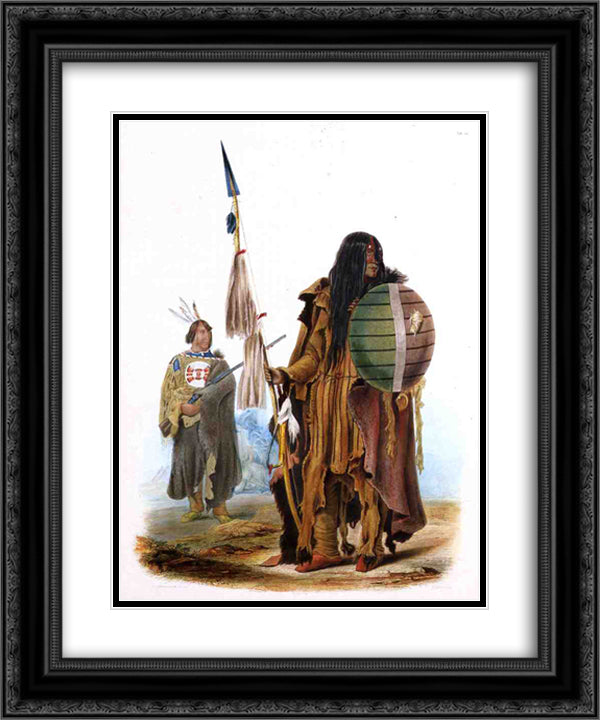 Assiniboin Indians 20x24 Black Ornate Wood Framed Art Print Poster with Double Matting by Bodmer, Karl