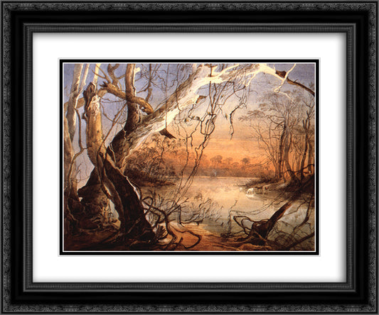 Confluence of the Fox River and the Wabash in Indiana 24x20 Black Ornate Wood Framed Art Print Poster with Double Matting by Bodmer, Karl